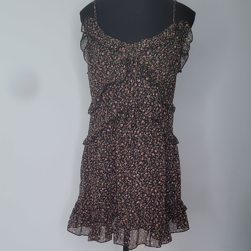 Forever 21 Brown Tan Ruffled Babydoll Mini Dress